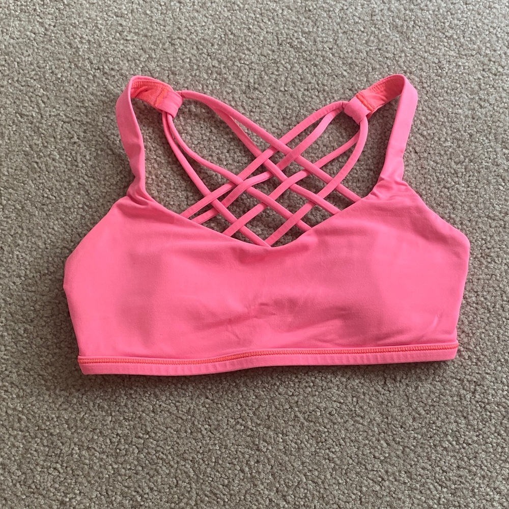 Pink Strappy Sports Bra